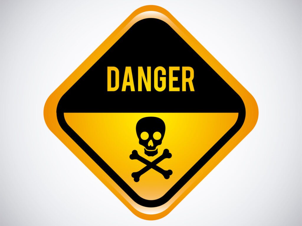 Yellow and black danger sign