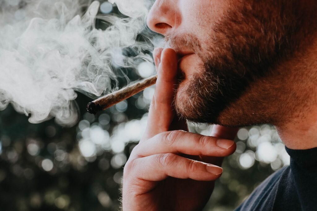 Man smoking joint
