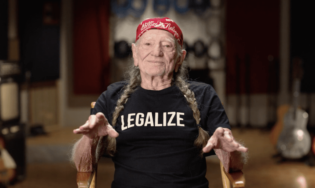 Willie Nelson with a Legalize shirt