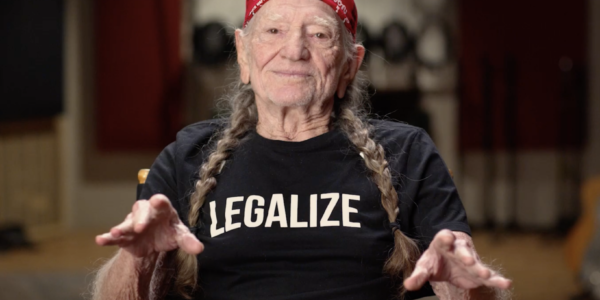 Willie Nelson with a Legalize shirt