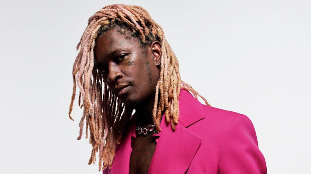 Young Thug in a pink sports coat